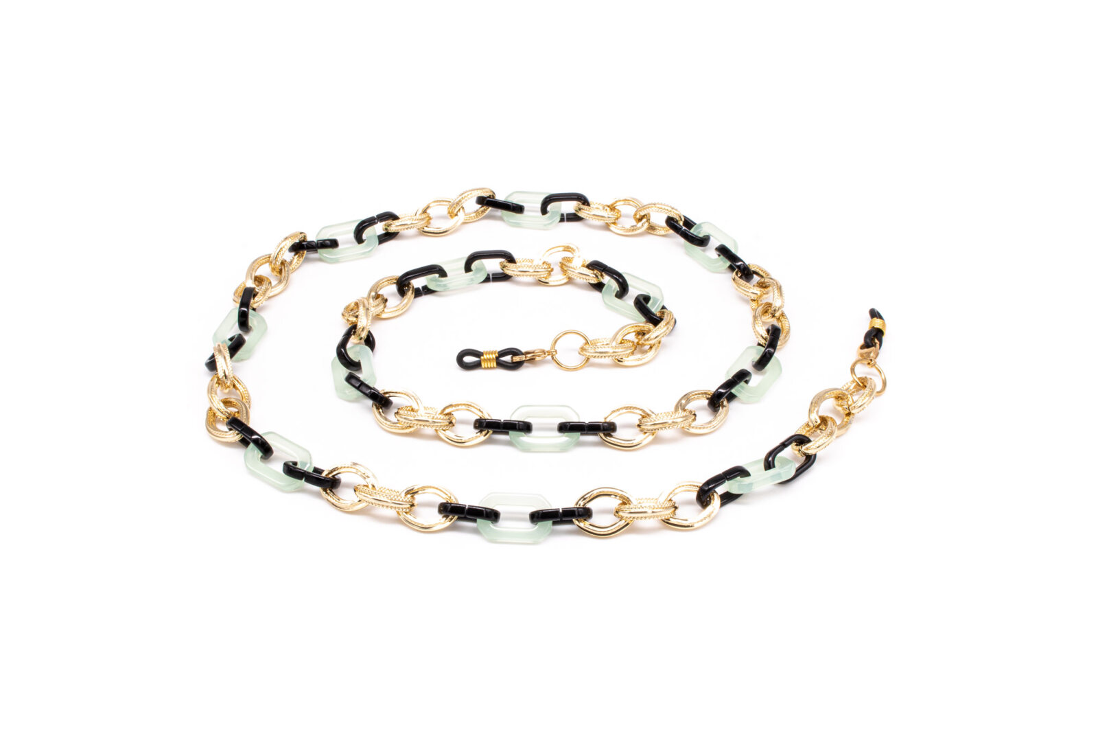 Catenella fermaocchiali in plastica col. Black/Oro